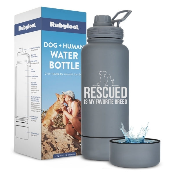 Dog + Owner Water Bottle with Detachable Dog Bowl