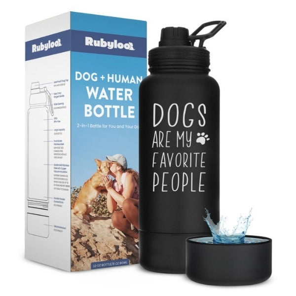 Dog + Owner Water Bottle with Detachable Dog Bowl