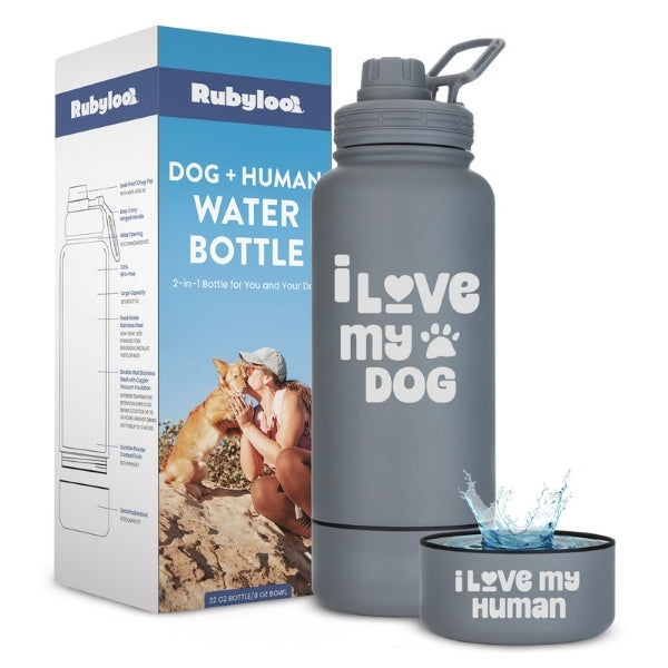 Dog + Owner Water Bottle with Detachable Dog Bowl