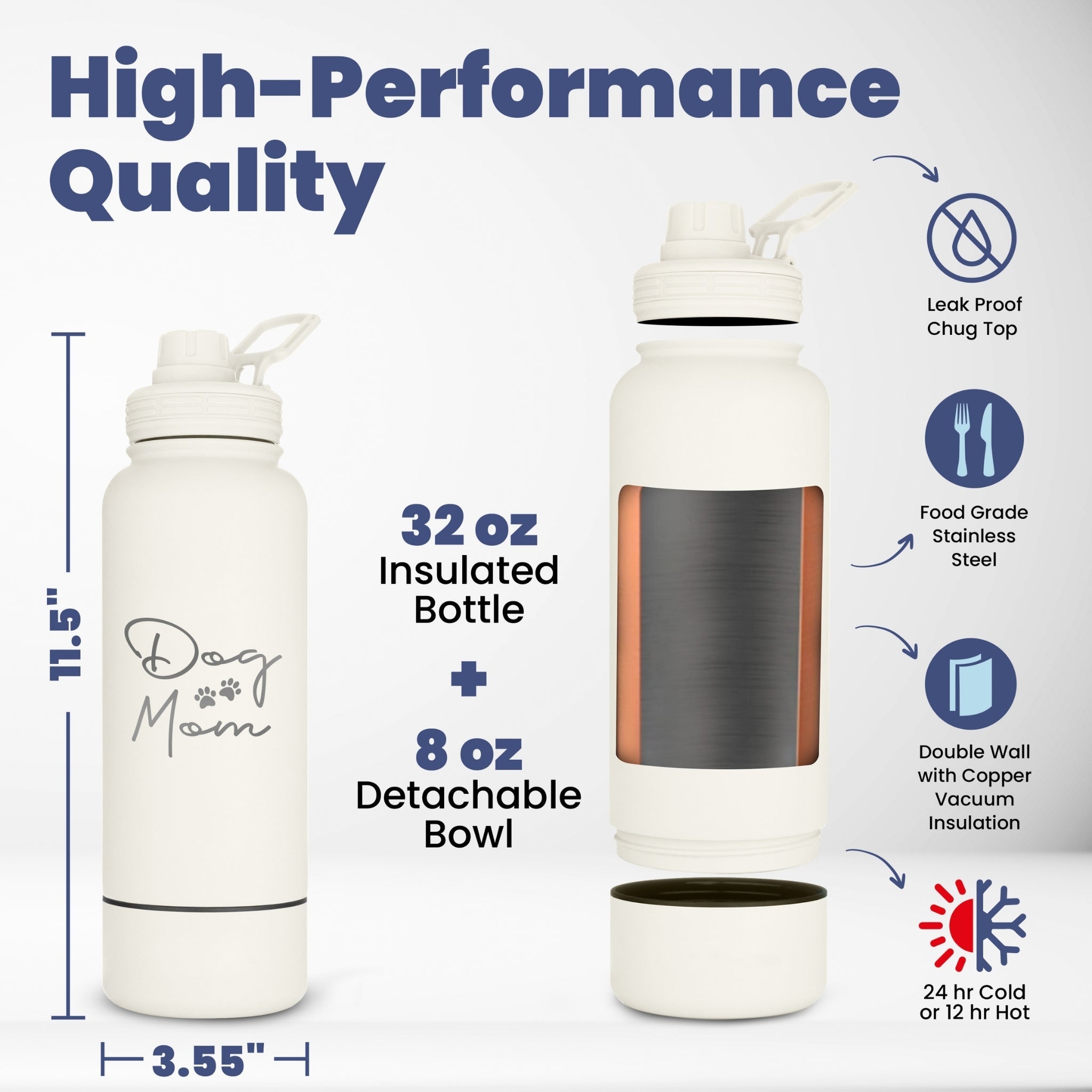 Dog + Owner Water Bottle with Detachable Dog Bowl